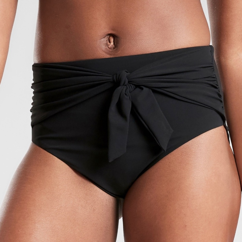 athleta shirred tie high rise bottom. High waisted. NWT bikini bottom